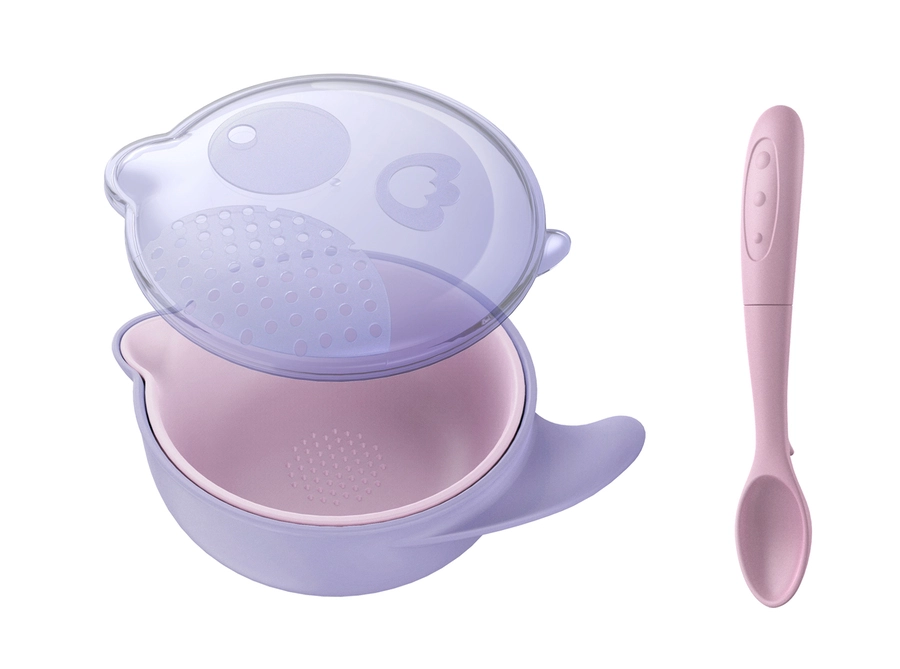 Bát ăn dặm đa năng Hallysen - 2 Lớp - Màu tím